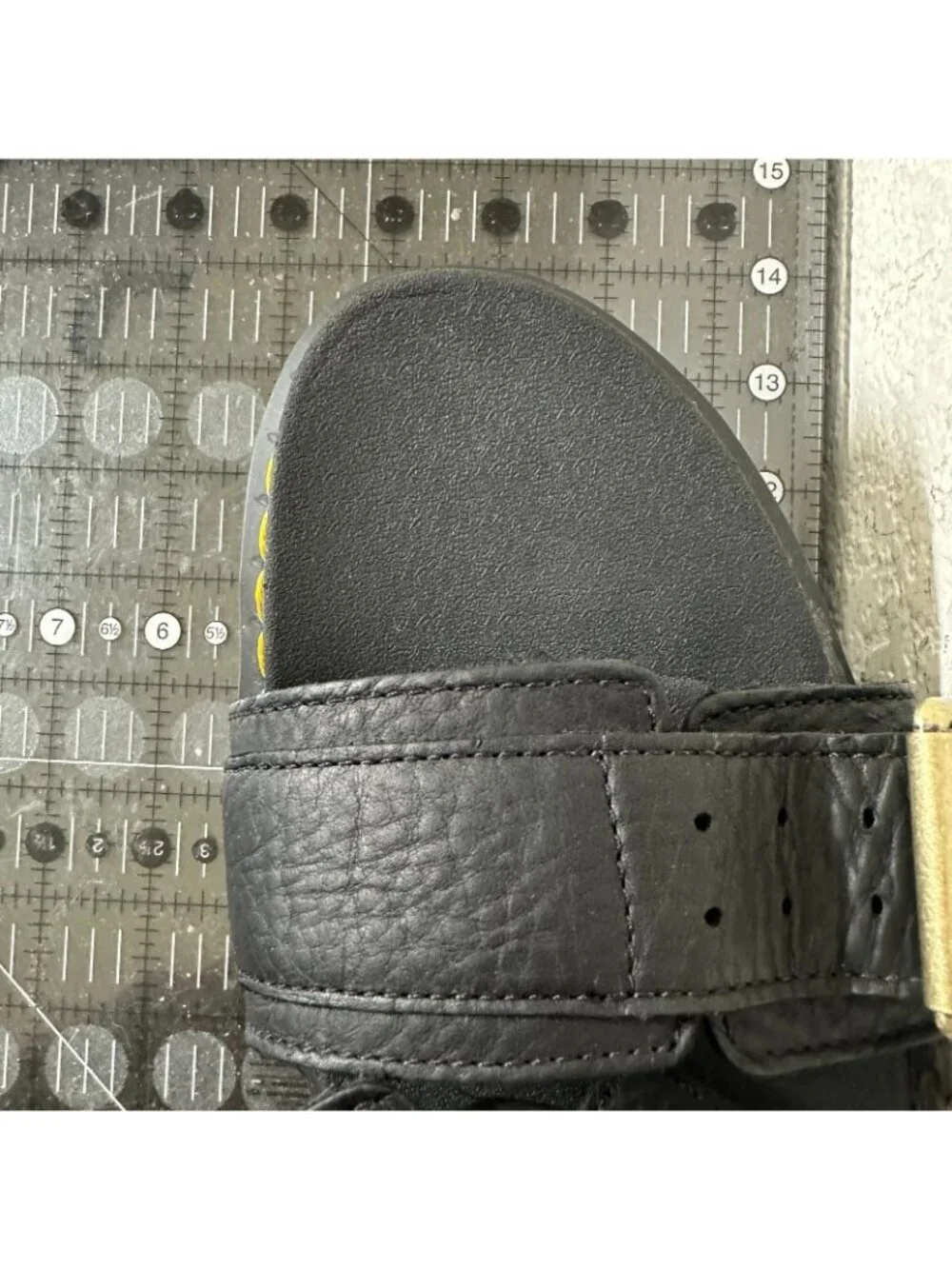 Dr. Martens Myles II Men Size 14 Black Leather  Brass Buckled  Platform Sandal
